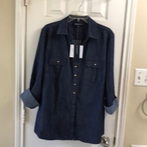 Jones New York woven top dark wash. NWT